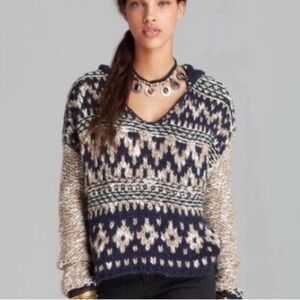Free People hooded fair isle pullover